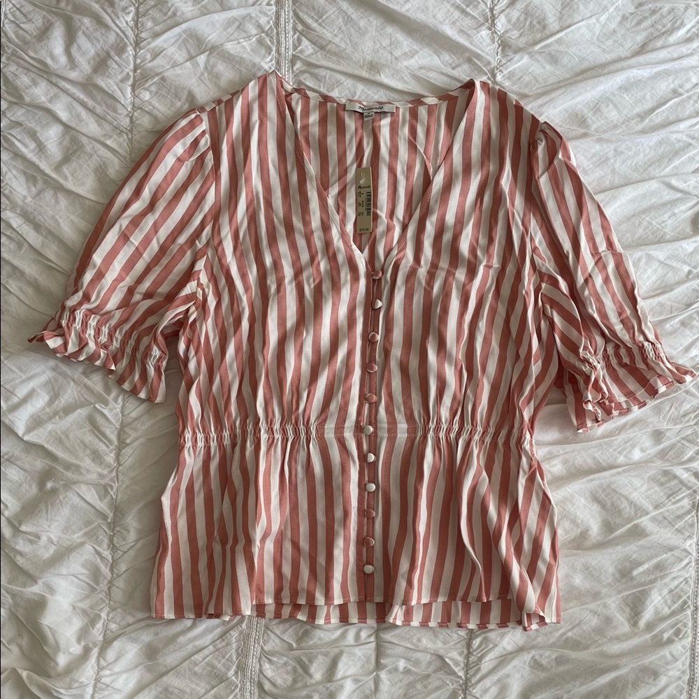 Madewell Peplum Top with lined buttons